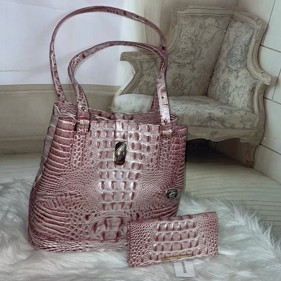 Brahmin Fiora Pink Icing Bucket leather bag AND matching ADY NWT GORGEOUS SET - Picture 3 of 11